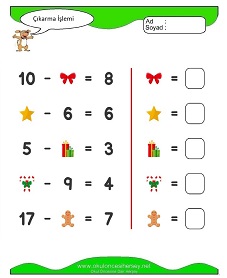 Çıkarma İşlemi Çalışma Sayfaları